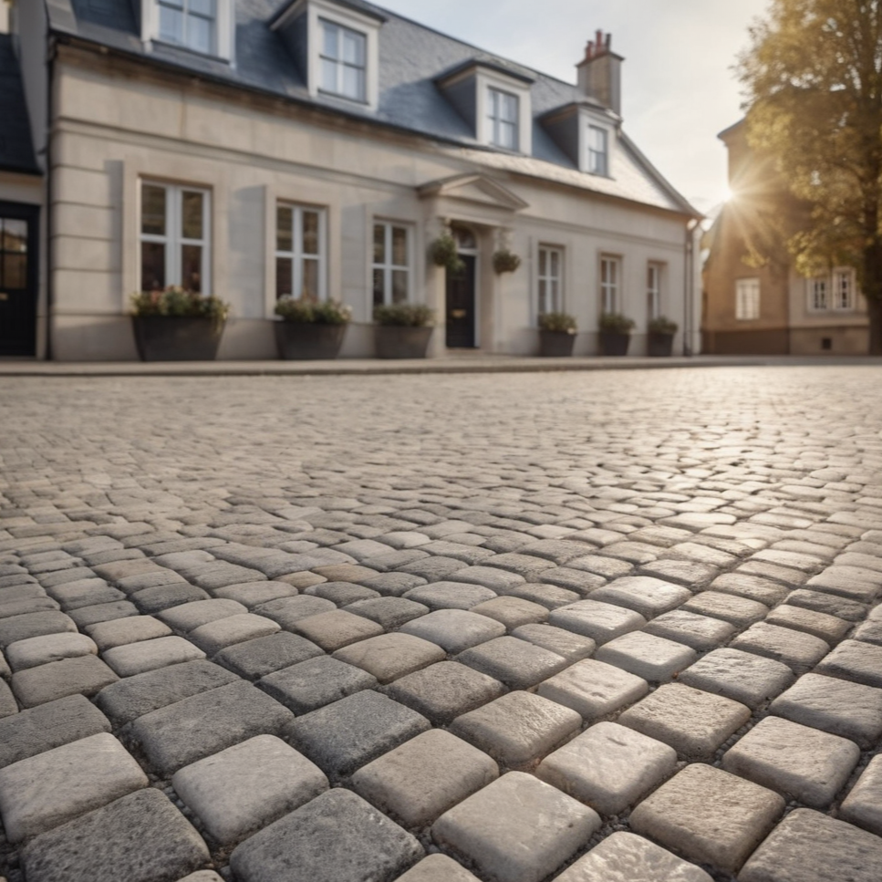 Granite cobblestones adding beauty to a home's outdoor space.