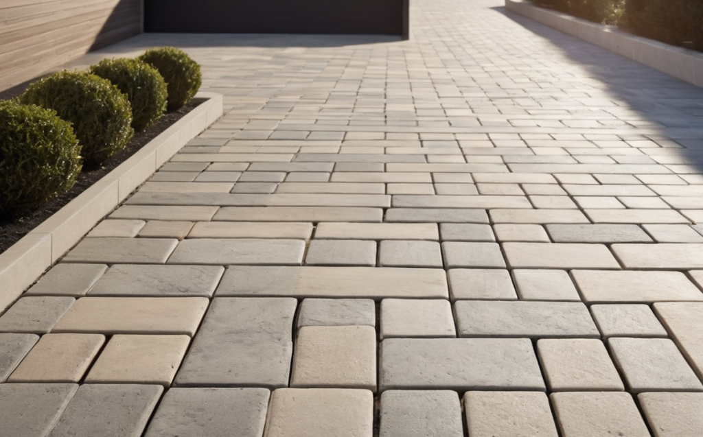 Close up image of outdoor pavers as a walkway.